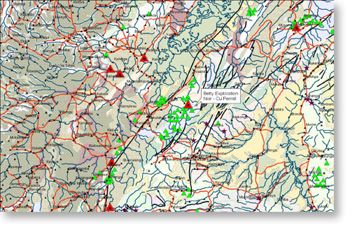 Lithology, Geological Structure, Mineral Occurences, Roads, Rivers, towns